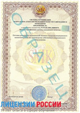Образец сертификата соответствия (приложение) Ванино Сертификат ISO 13485